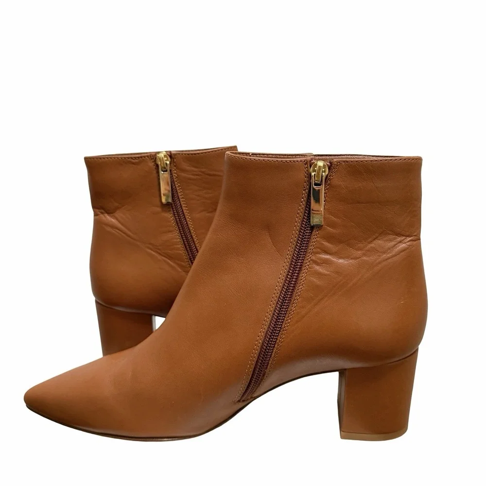 L'AGENCE Womens Jeanne II Pointed‎ Toe Leather Boots in Luggage Brown EU 40 US 9
